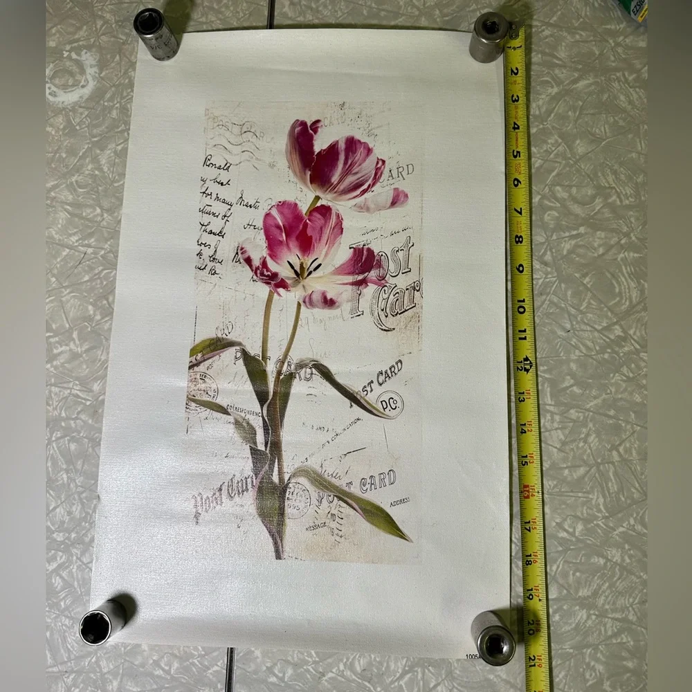 Printed art on Canvas Pink‎ Tulips Vintage Style Craft